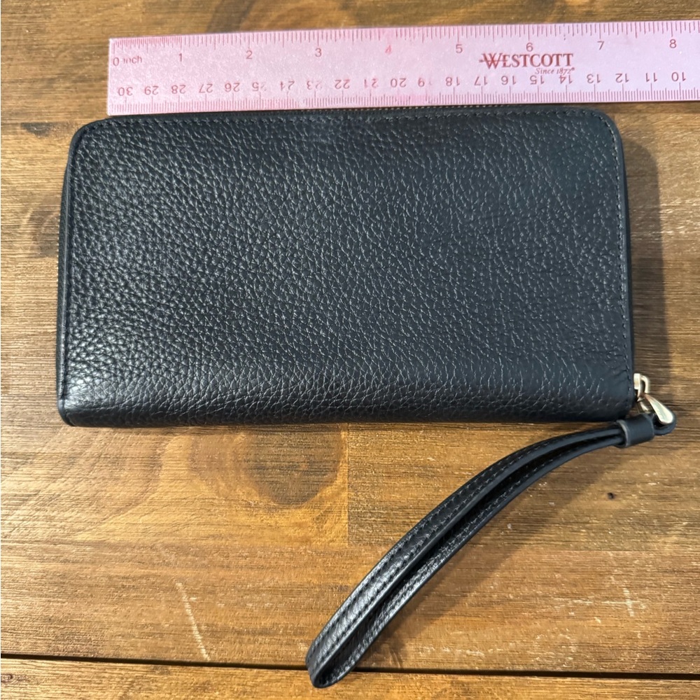 Coach Black Pebbled Leather Wristlet Wallet - Picture 3 of 4